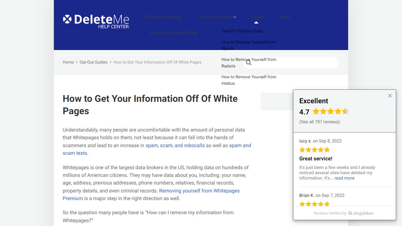 How to Get Your Information Off Of White Pages - DeleteMe Help & Support